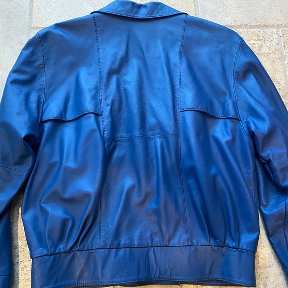 PENTIK Genuine Leather Jacket Blue - Picture 2 of 10
